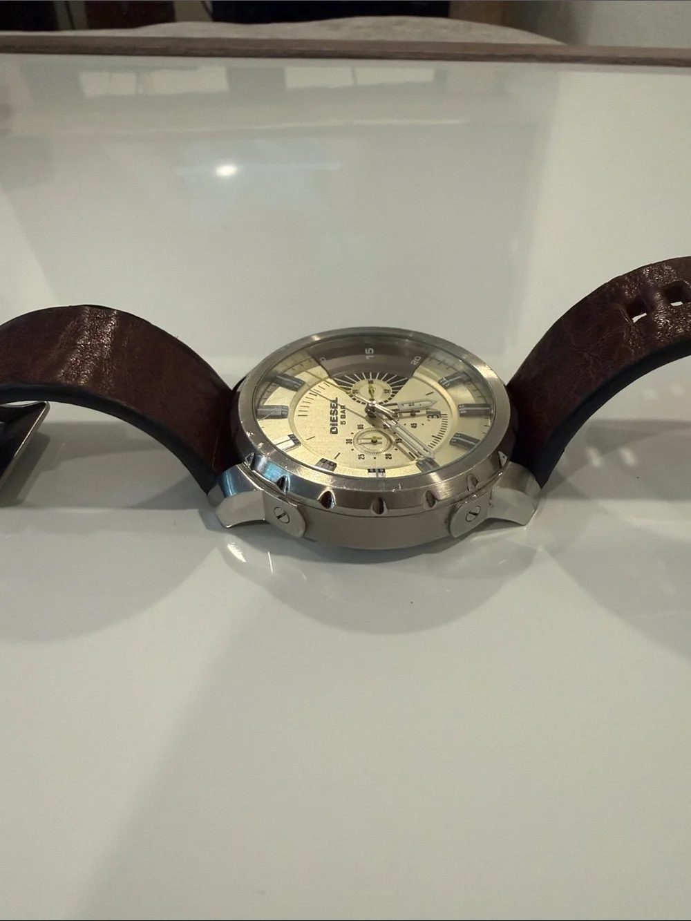 Diesel Stronghold Chronograph Brown Leather Men's Watch DZ4346